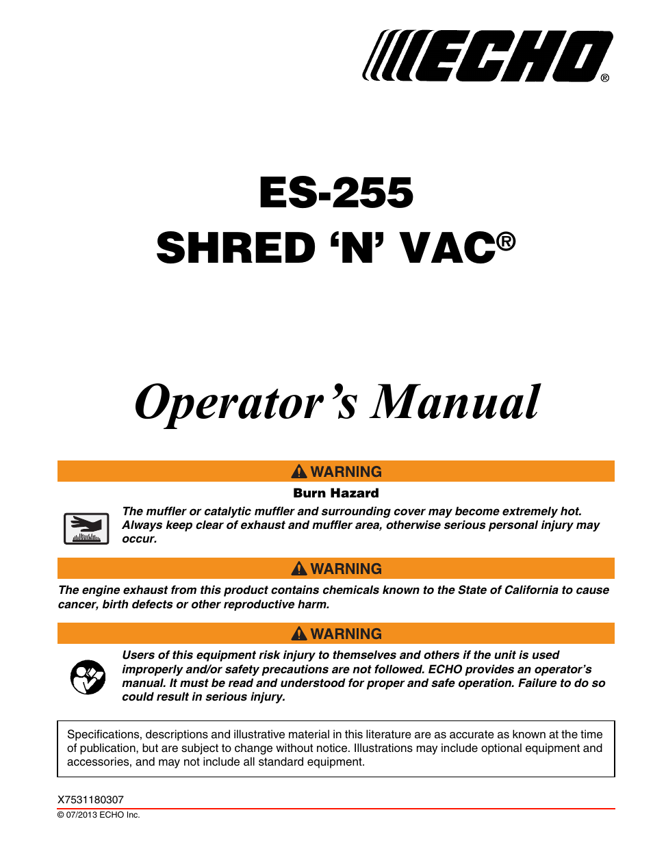 Echo ES-255 User Manual | 36 pages