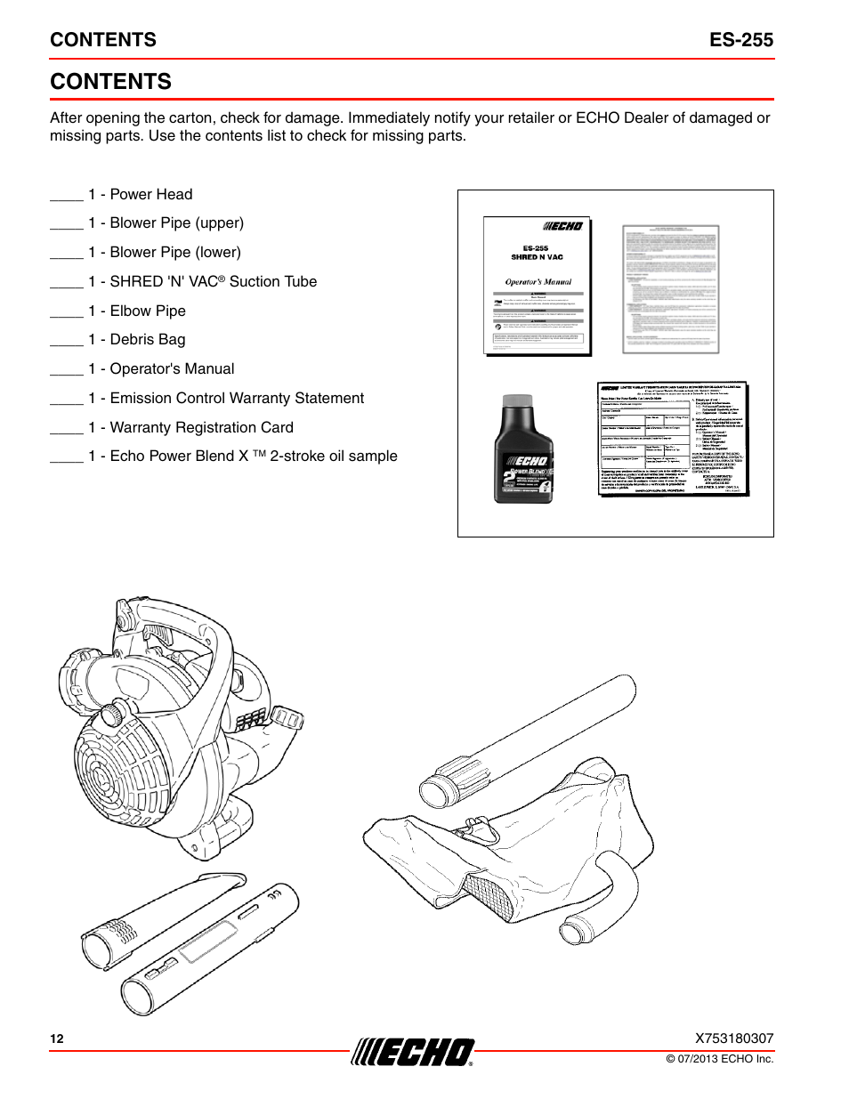Echo ES-255 User Manual | Page 12 / 36