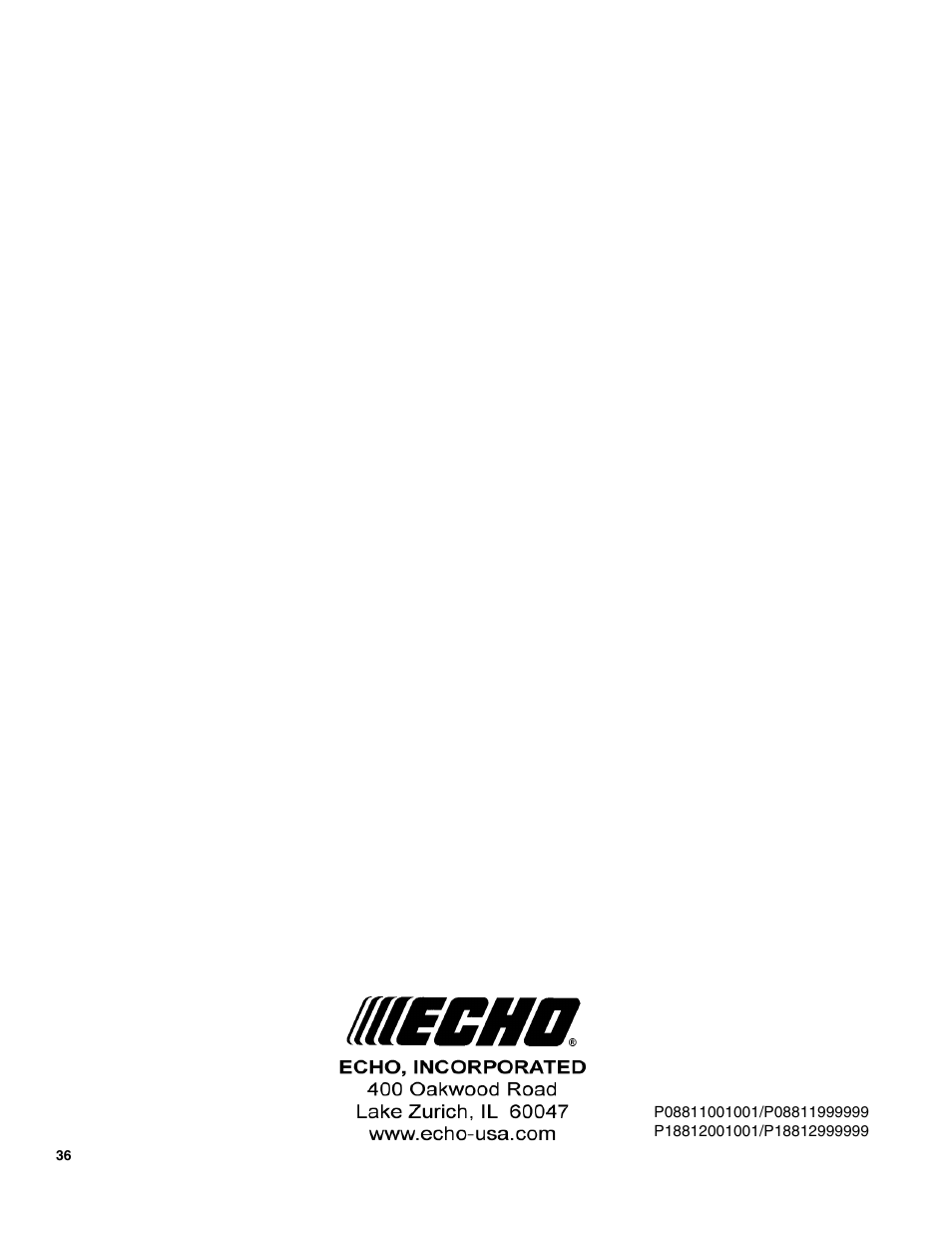 Echo ES-255 User Manual | Page 36 / 36
