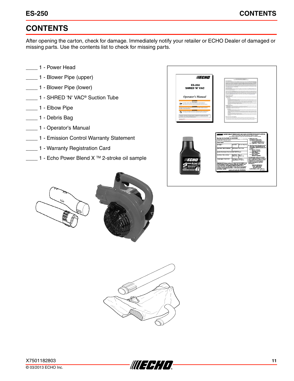 Echo ES-250 User Manual | Page 11 / 36