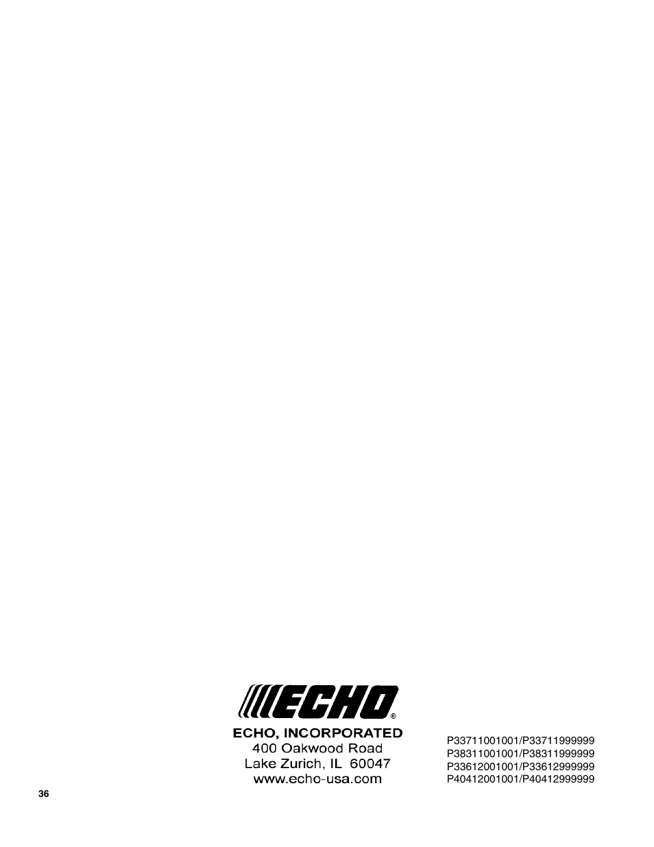 Echo ES-250 User Manual | Page 36 / 36