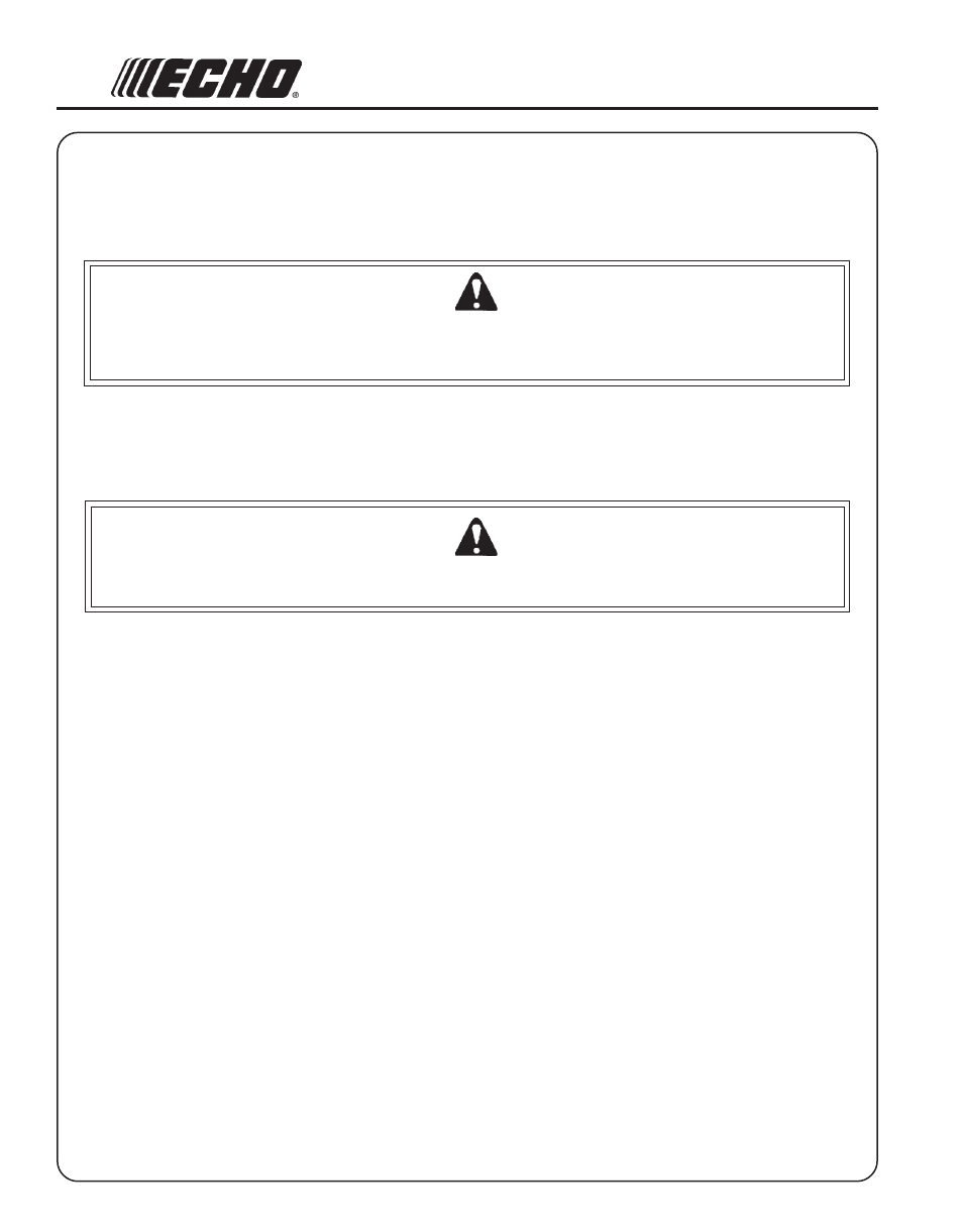 Warning danger | Echo TC-210 Serial 05001001 - 05999999 User Manual | Page 22 / 24