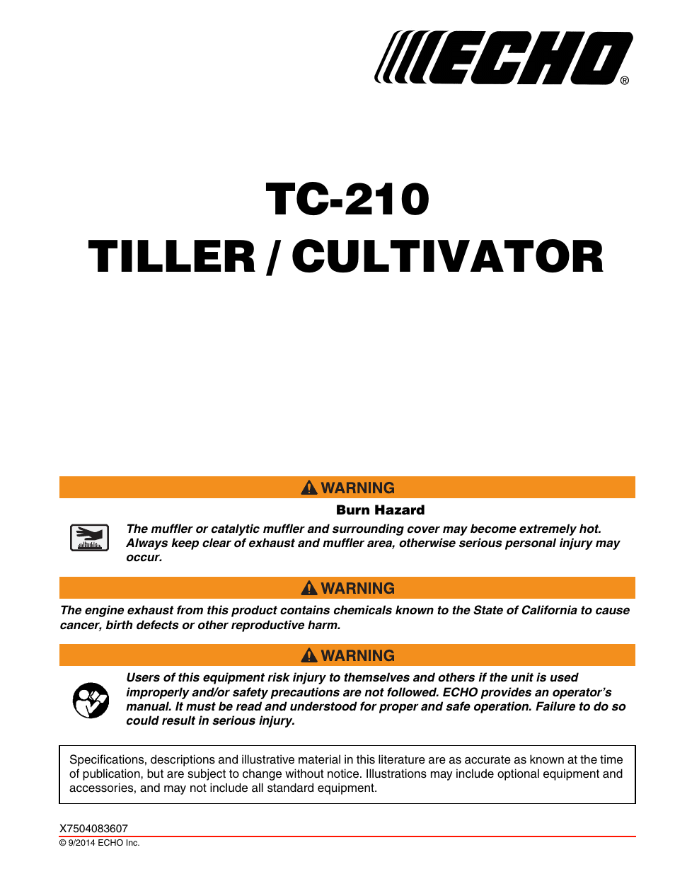 Echo TC-210 Serial E14712001001 - E14712999999 User Manual | 36 pages