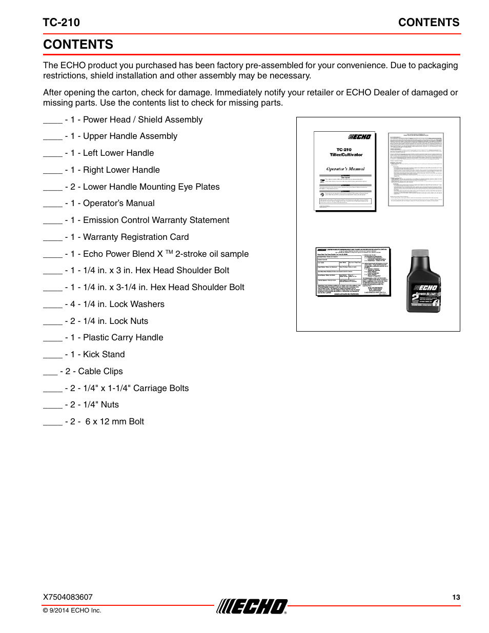 Echo TC-210 Serial E14712001001 - E14712999999 User Manual | Page 13 / 36