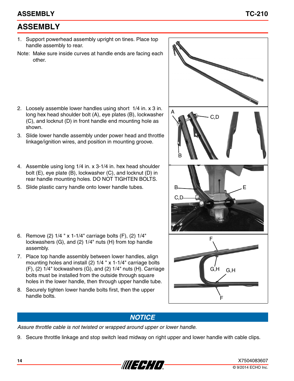 Assembly, Assembly tc-210 | Echo TC-210 Serial E14712001001 - E14712999999 User Manual | Page 14 / 36