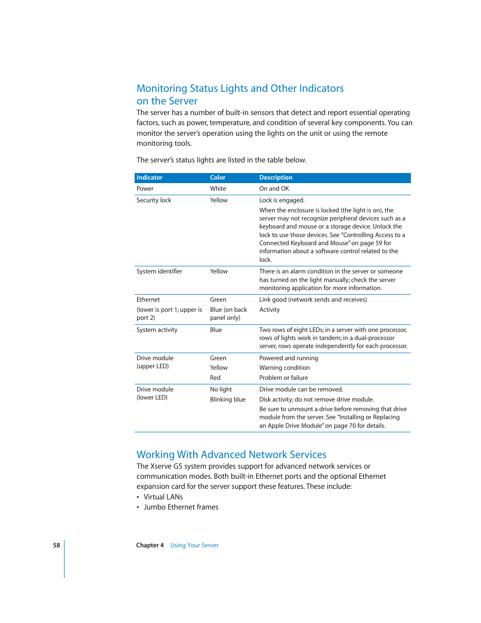 Working with advanced network services | Apple Xserve G5 User Manual | Page 58 / 96