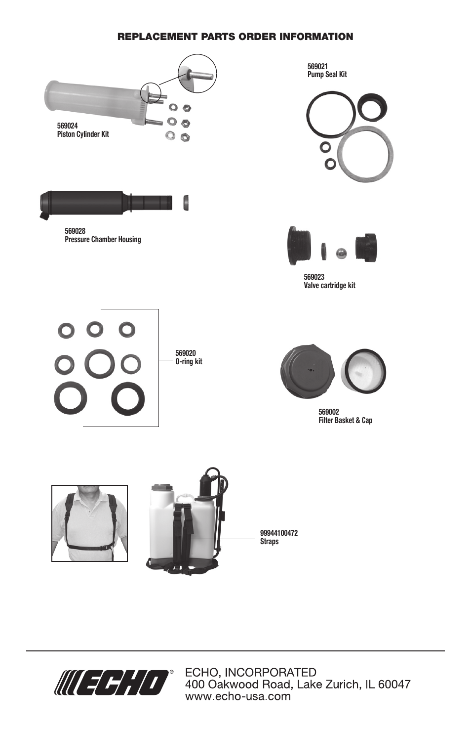 Replacement parts order information | Echo MS-53BPE User Manual | Page 13 / 14