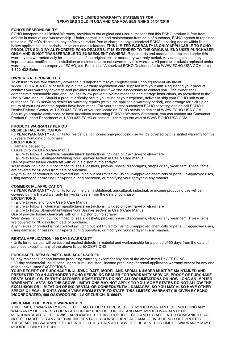 Echo MS-53BPE User Manual | Page 14 / 14