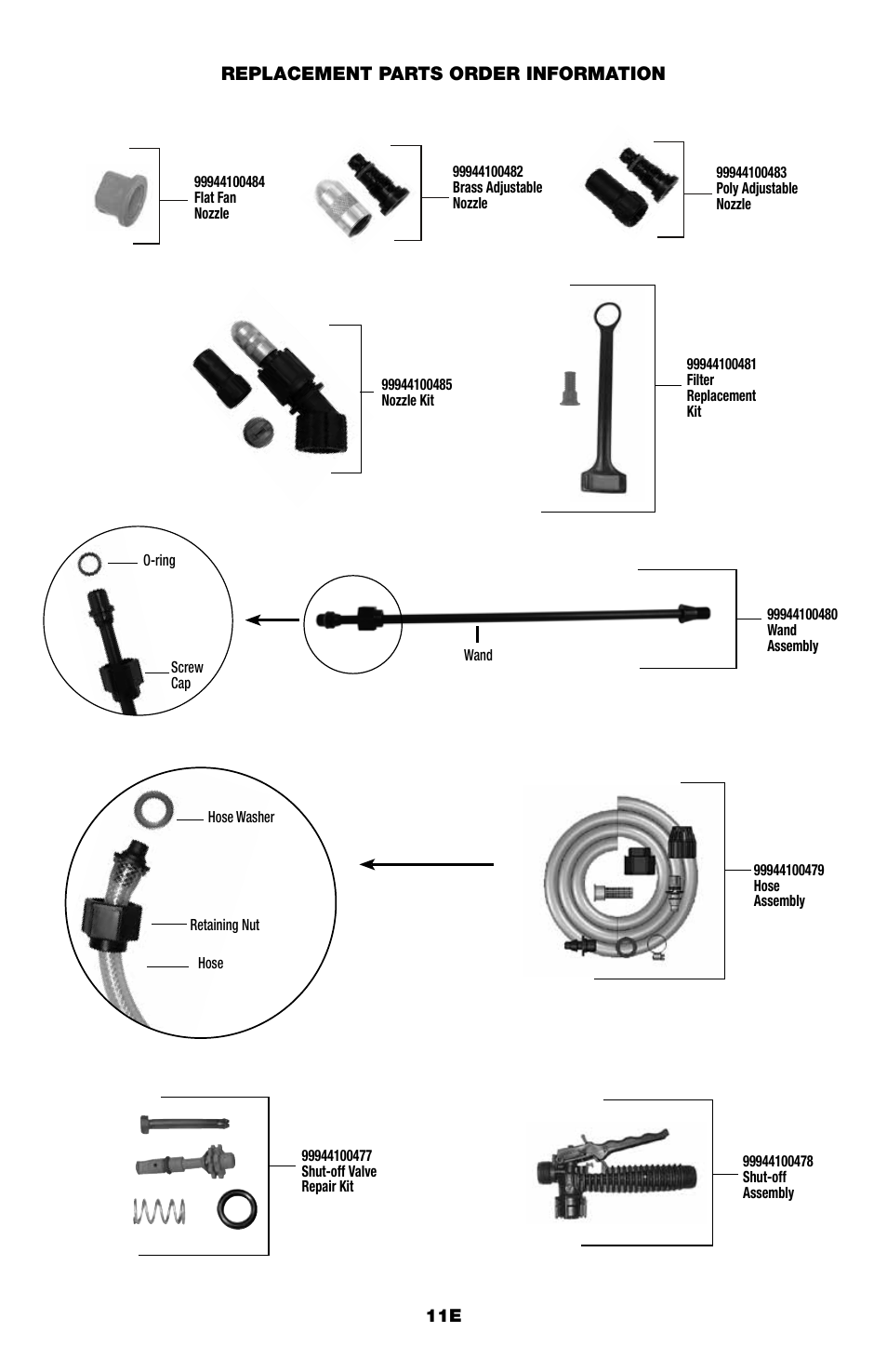 Replacement parts order information | Echo MS-41BP User Manual | Page 12 / 14