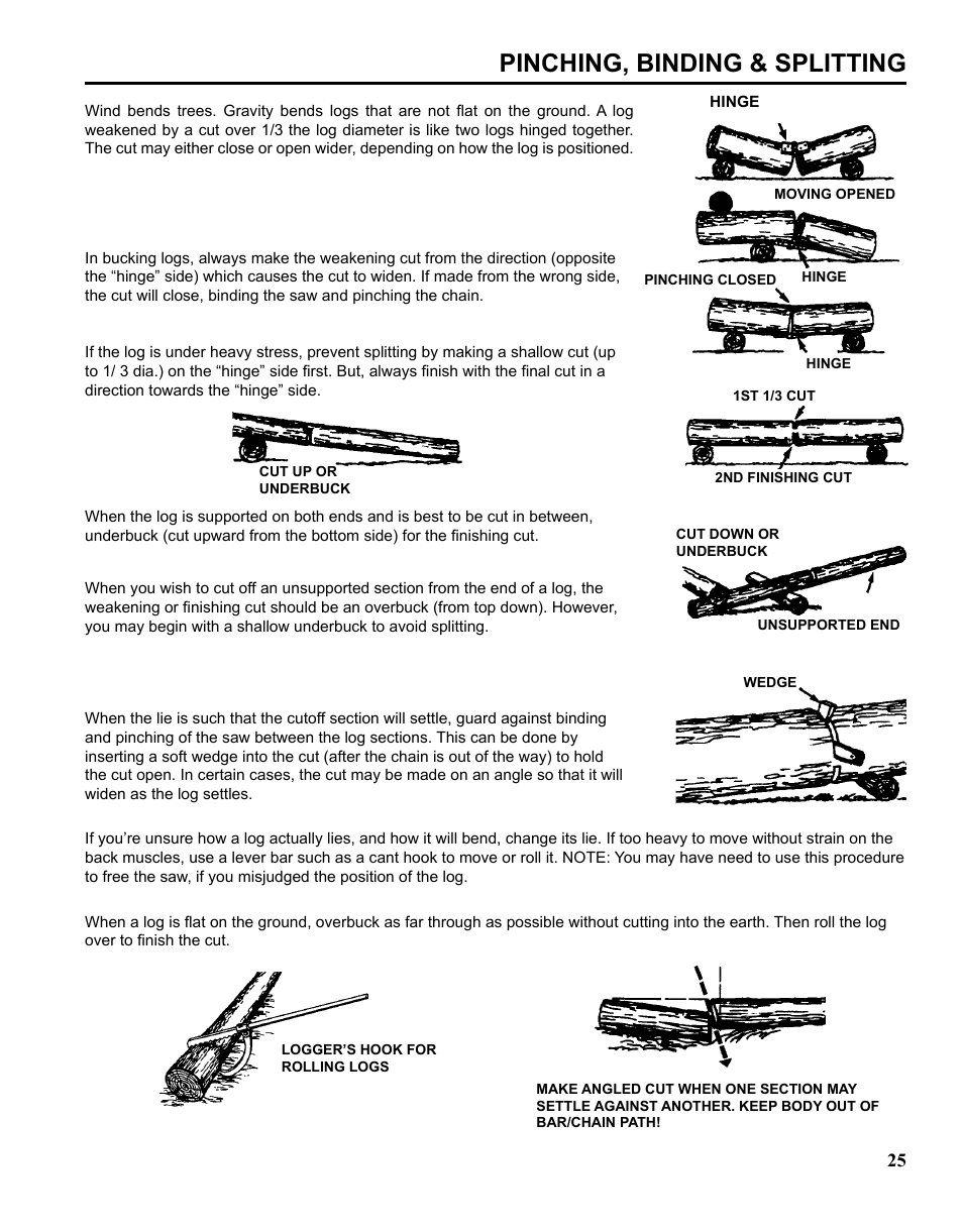 Pinching, binding & splitting | Echo CHAIN SAW SAFETY MANUAL User Manual | Page 25 / 36