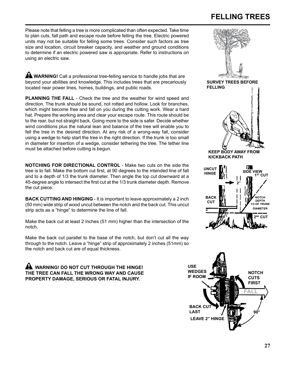Felling trees, Fall | Echo CHAIN SAW SAFETY MANUAL User Manual | Page 27 / 36