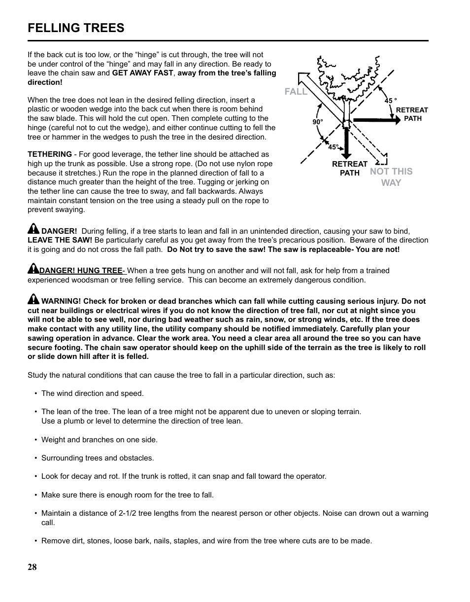 Felling trees | Echo CHAIN SAW SAFETY MANUAL User Manual | Page 28 / 36