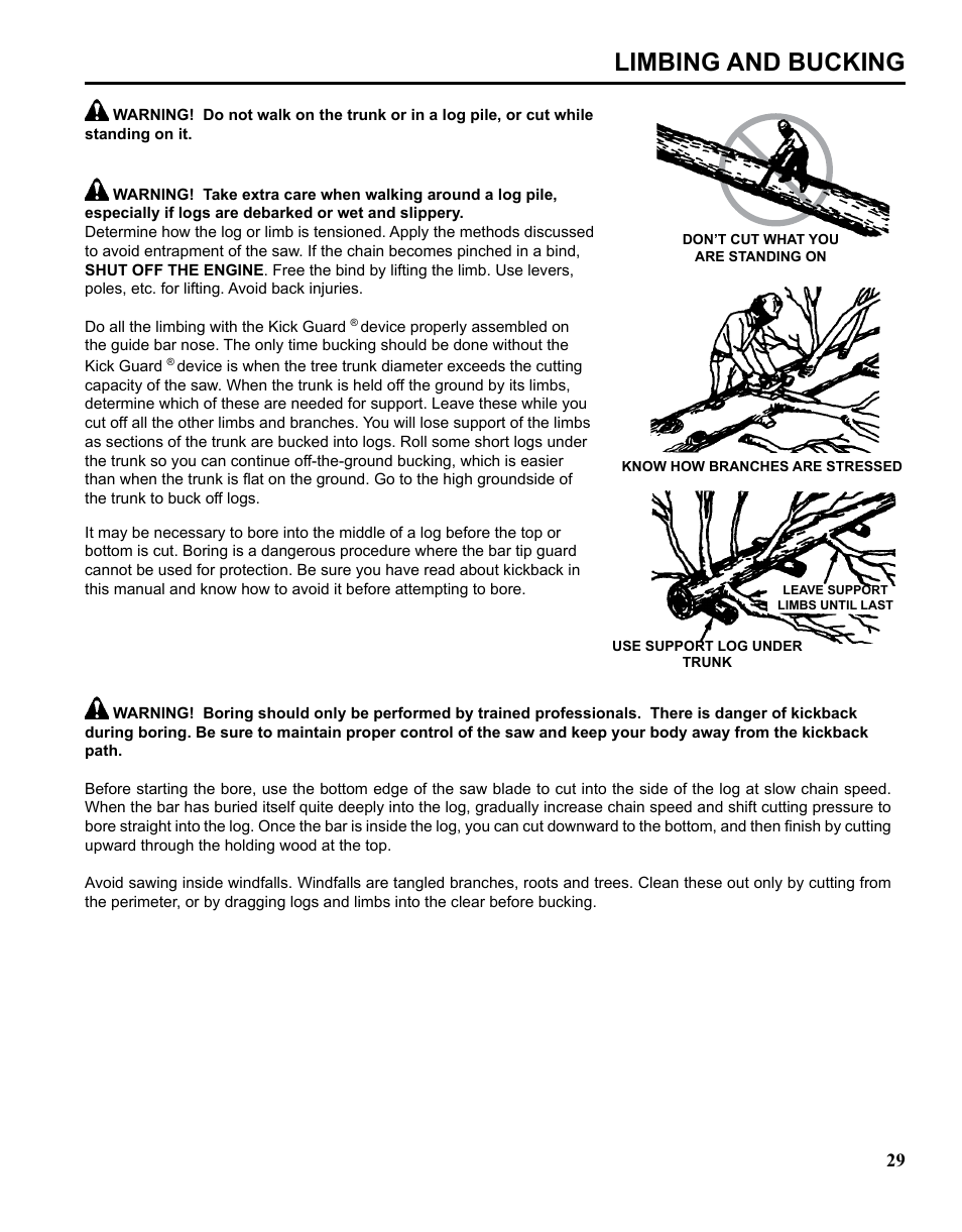 Limbing and bucking | Echo CHAIN SAW SAFETY MANUAL User Manual | Page 29 / 36