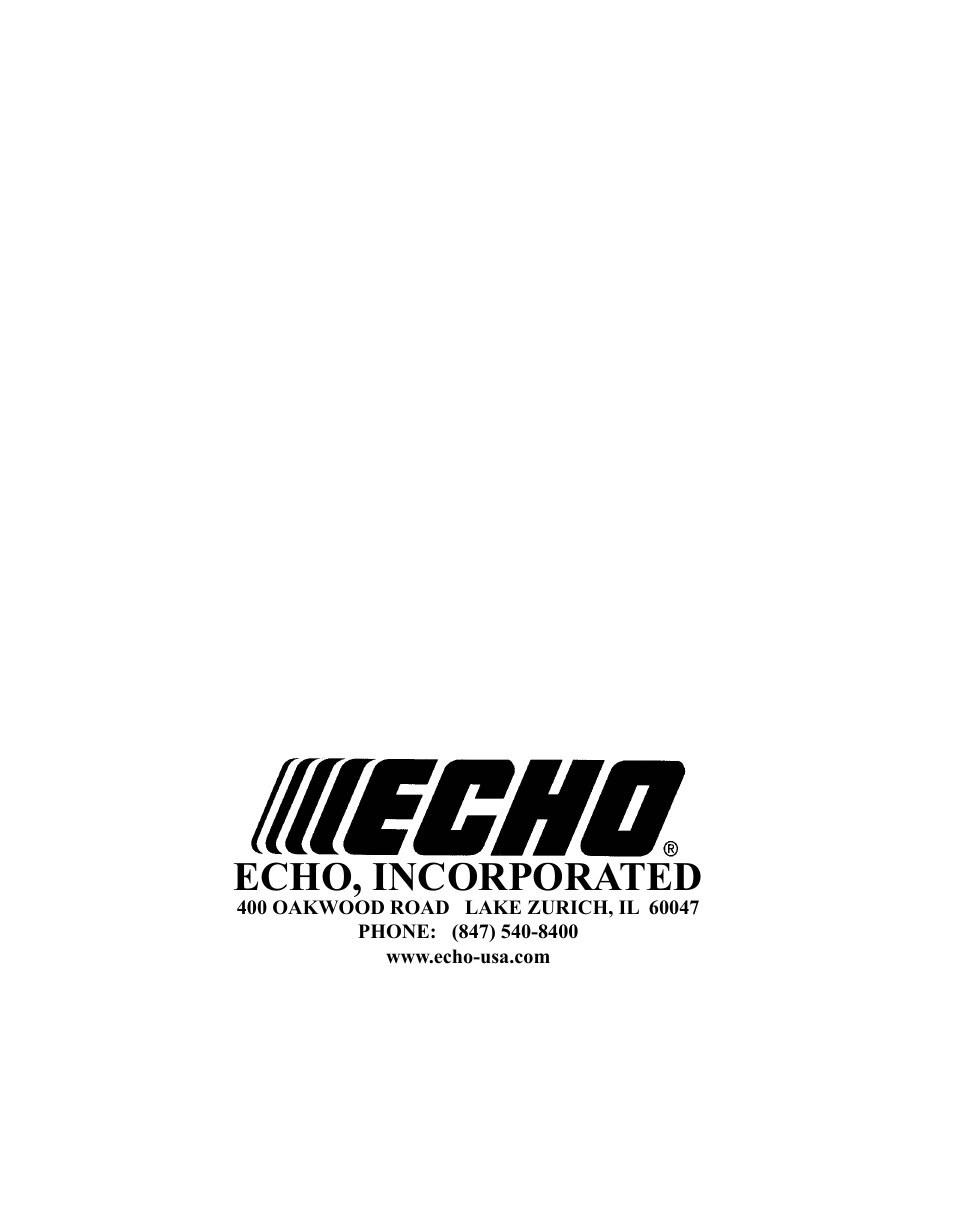 Echo, incorporated | Echo CHAIN SAW SAFETY MANUAL User Manual | Page 36 / 36