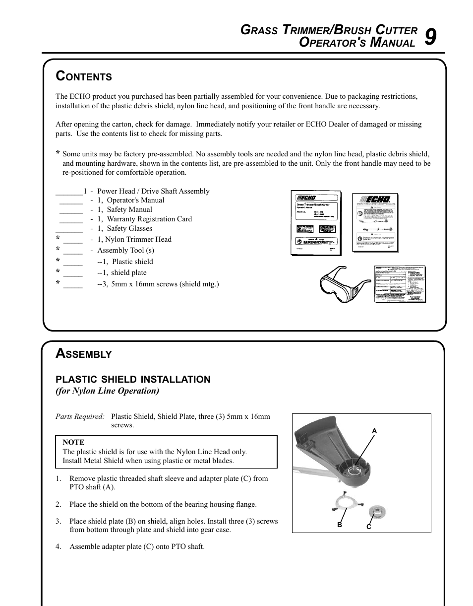 Echo SRM-280T Serial S74212028776 - S74212040474 User Manual | Page 9 / 36