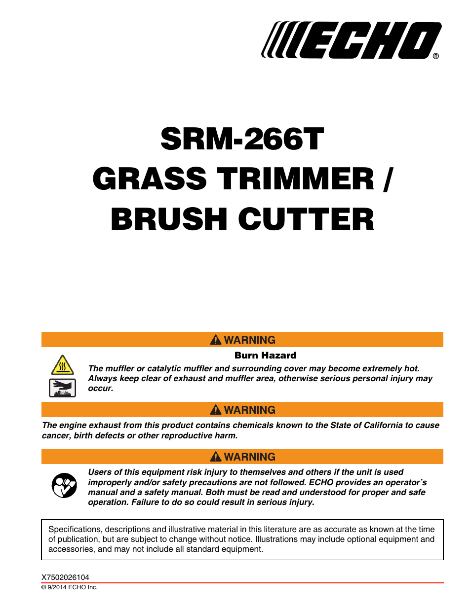 Echo SRM-266T User Manual | 40 pages