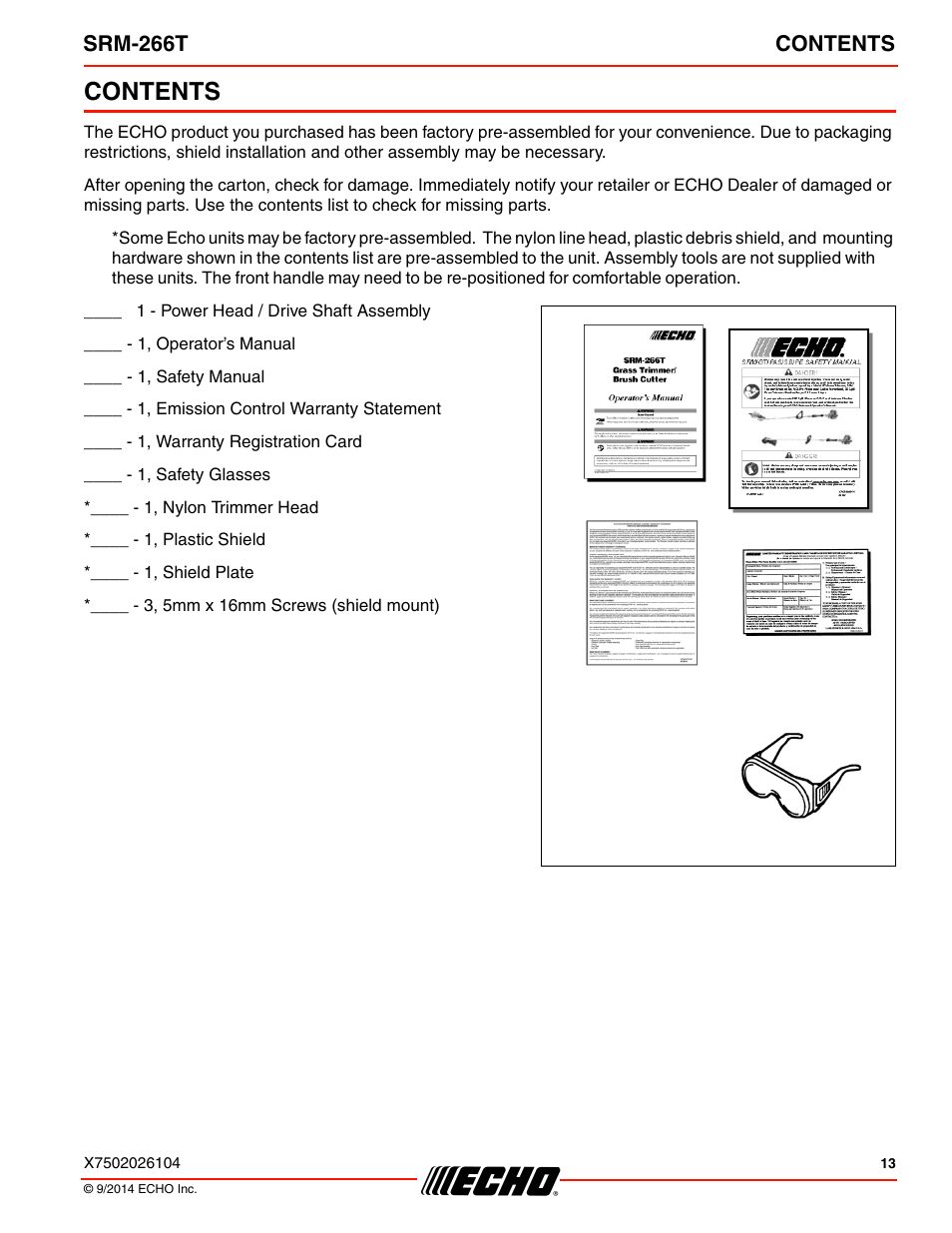 Echo SRM-266T User Manual | Page 13 / 40