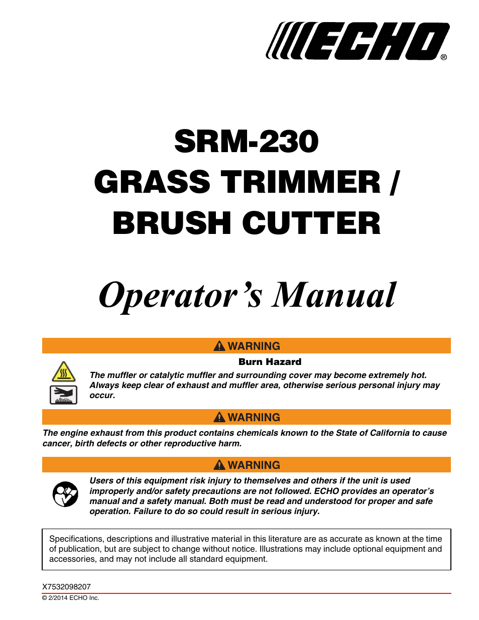 Echo SRM-230 User Manual | 36 pages