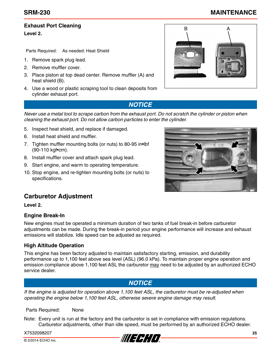 Srm-230 maintenance, Carburetor adjustment | Echo SRM-230 User Manual | Page 25 / 36