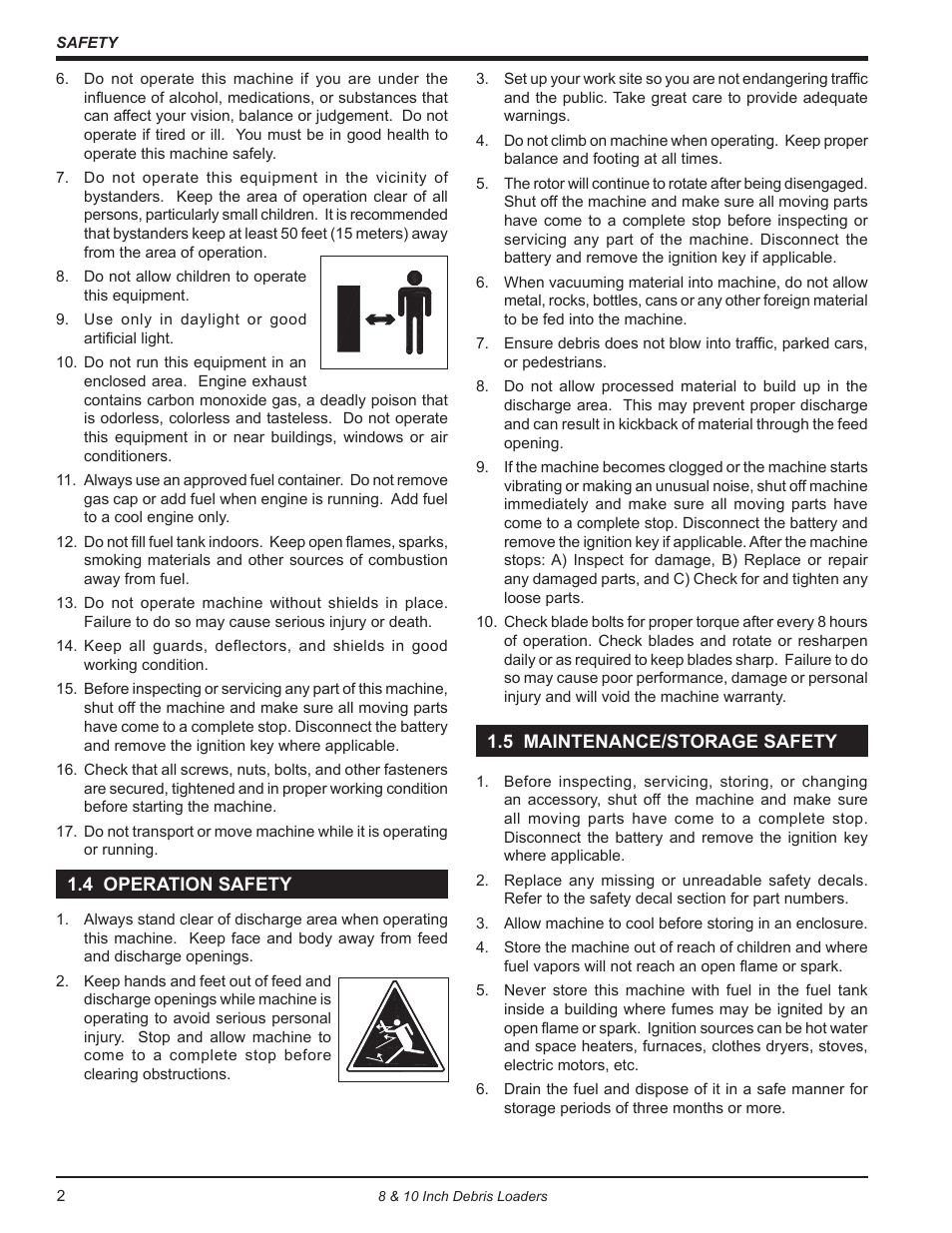 4 operation safety, 5 maintenance/storage safety, 4 operation safety 1.5 maintenance/storage safety | Echo DL10570 Owners Manual v.4 User Manual | Page 6 / 20