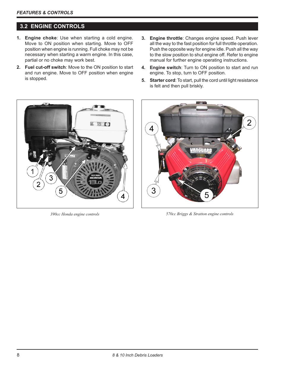 2 engine controls | Echo DL10570 Owners Manual v.3 User Manual | Page 12 / 19