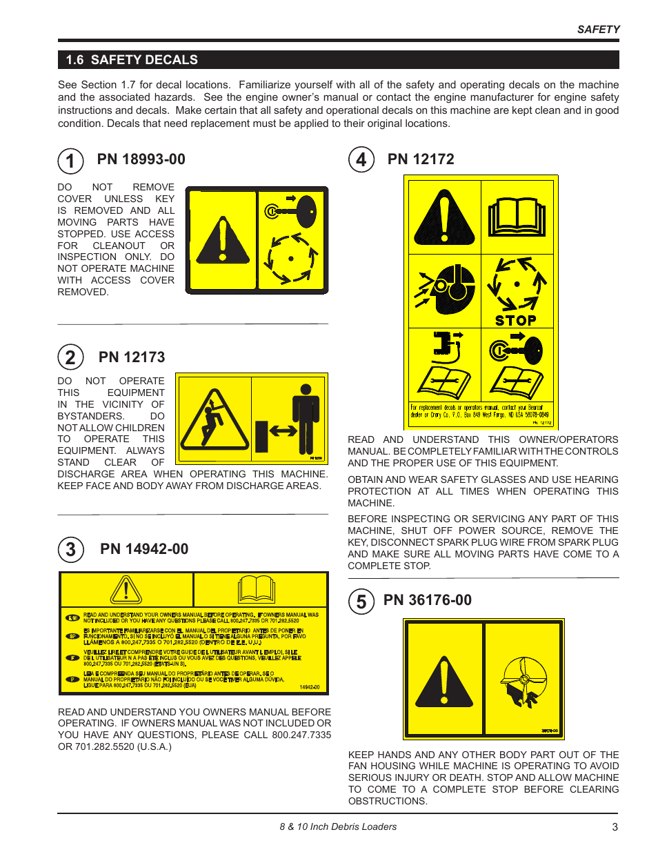 6 safety decals | Echo DL10570 Owners Manual v.3 User Manual | Page 7 / 19