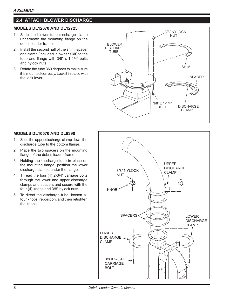 4 attach blower discharge | Echo DL10570 Owners Manual v.2 User Manual | Page 12 / 27