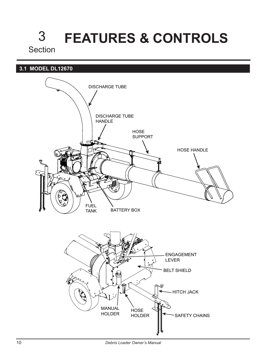 Features & controls, 1 model dl12670, 3features & controls | Echo DL10570 Owners Manual v.2 User Manual | Page 14 / 27