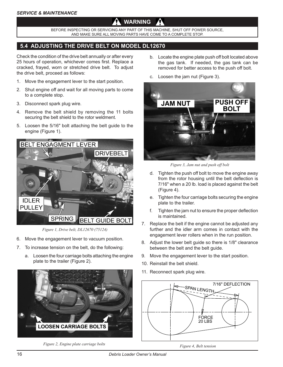 4 adjusting the drive belt on model dl12670 | Echo DL10570 Owners Manual v.2 User Manual | Page 20 / 27