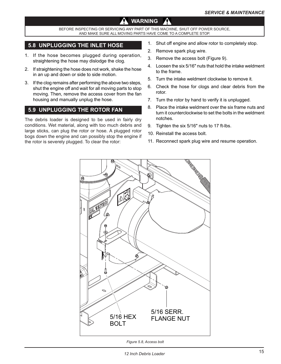 8 unplugging the inlet hose, 9 unplugging the rotor fan | Echo DL12653 Owners Manual v.2 User Manual | Page 19 / 25