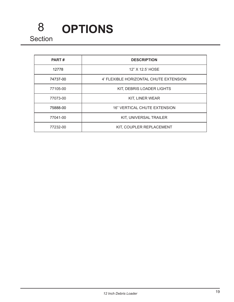 Options, Options 8 | Echo DL12653 Owners Manual v.1 User Manual | Page 23 / 24