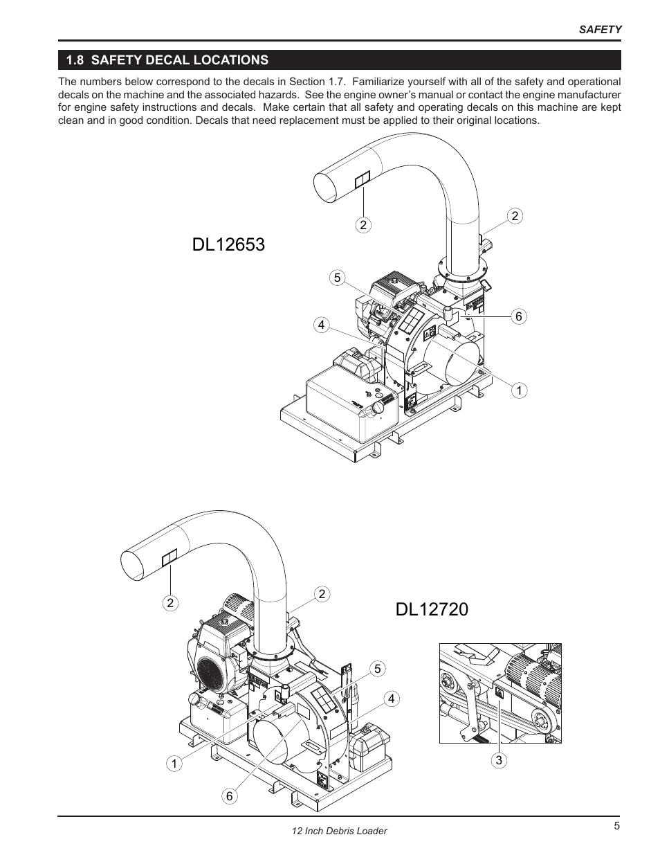 8 safety decal locations | Echo DL12653 Owners Manual v.1 User Manual | Page 9 / 24