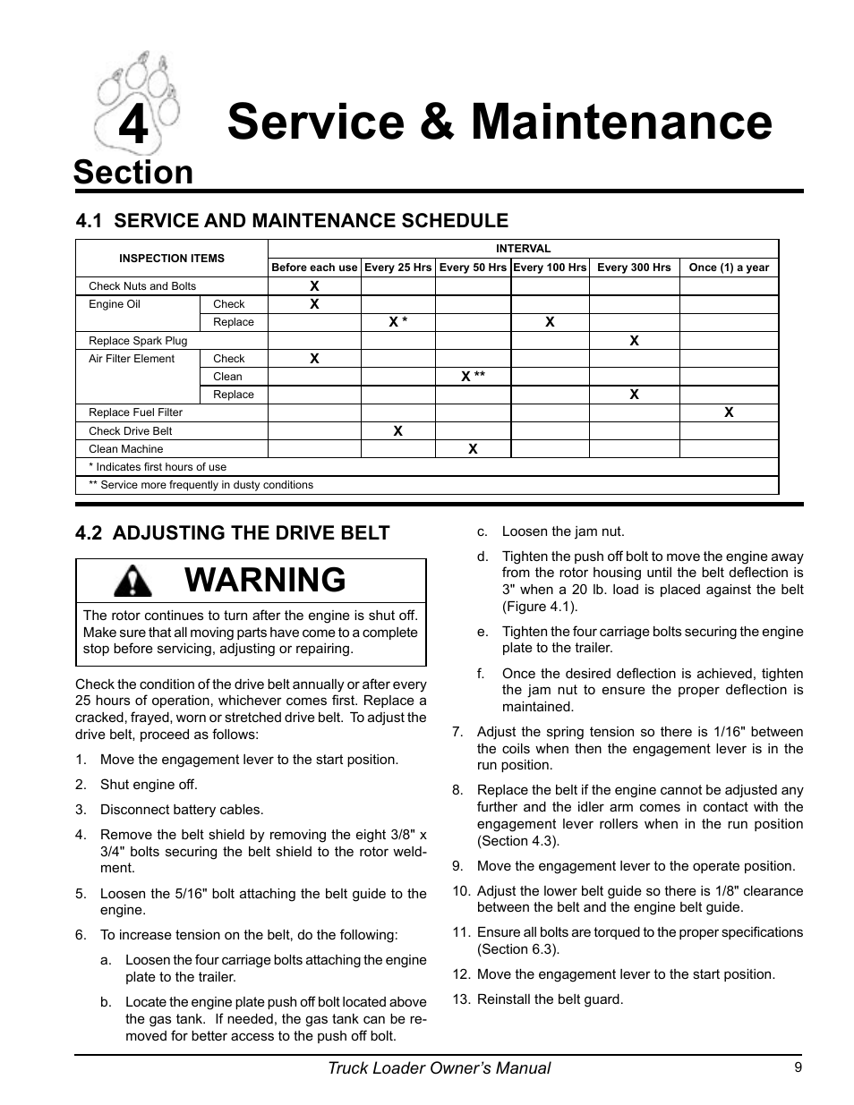 Service & maintenance, Warning | Echo 75124 User Manual | Page 15 / 28