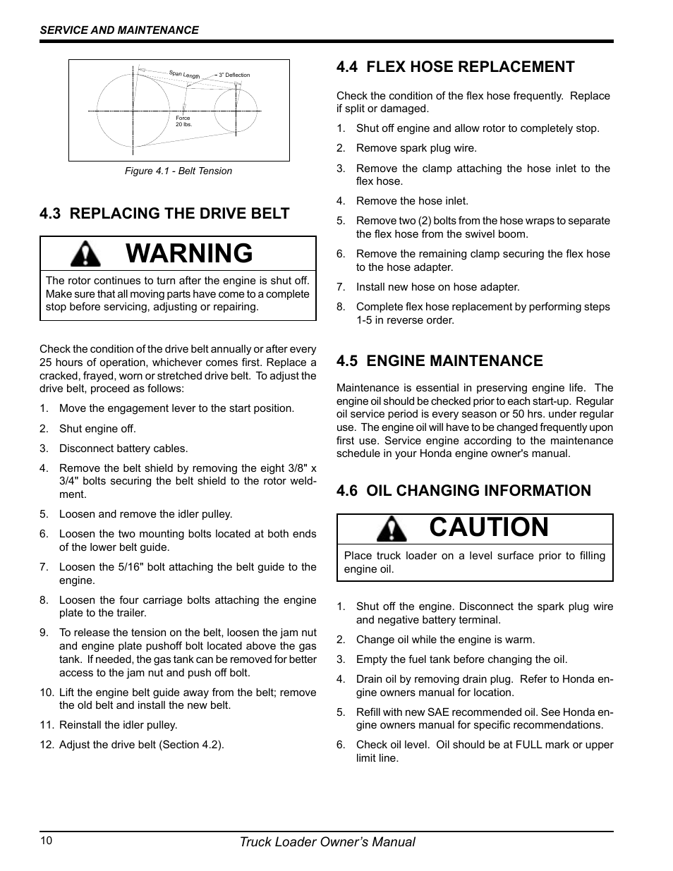 Warning, Caution, 5 engine maintenance | 3 replacing the drive belt | Echo 75124 User Manual | Page 16 / 28
