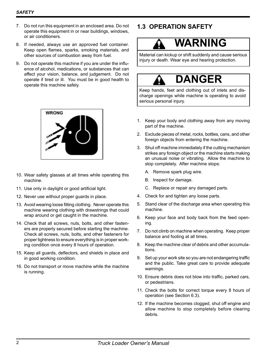 Danger, Warning, 3 operation safety | Echo 75124 User Manual | Page 8 / 28