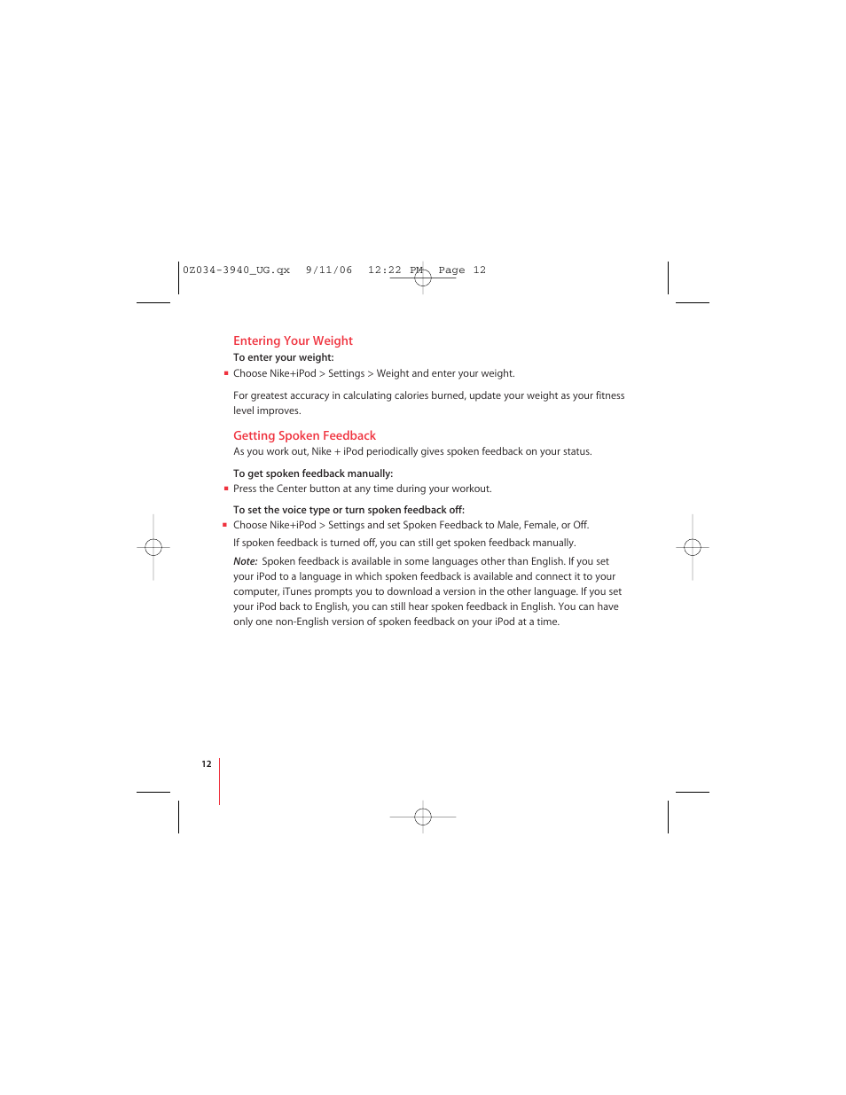 Apple Nike + iPod User Manual | Page 12 / 72