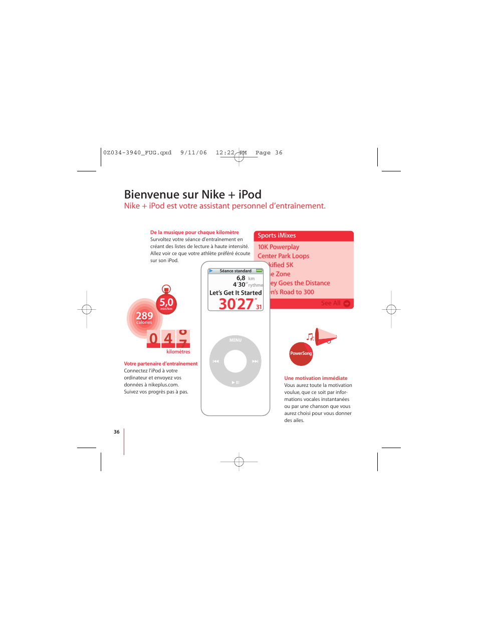 Bienvenue sur nike + ipod | Apple Nike + iPod User Manual | Page 36 / 72