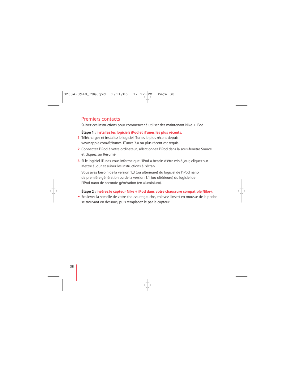 Premiers contacts | Apple Nike + iPod User Manual | Page 38 / 72