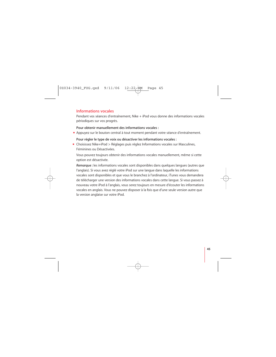 Apple Nike + iPod User Manual | Page 45 / 72