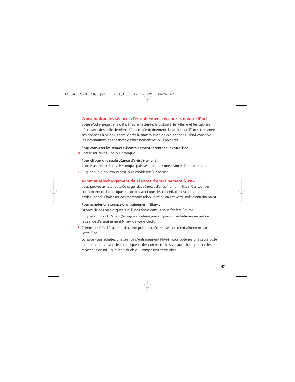 Apple Nike + iPod User Manual | Page 47 / 72