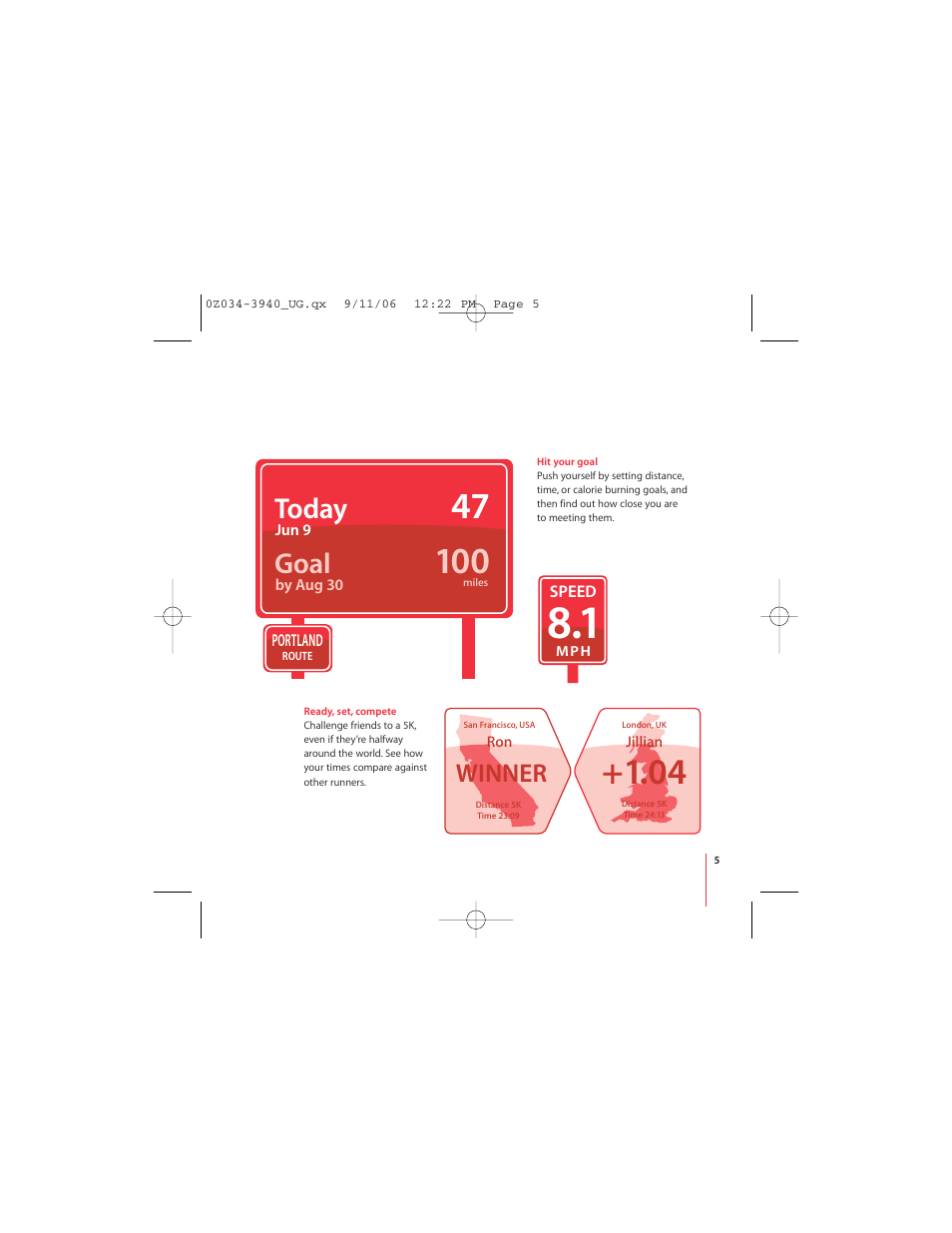 Goal, Today, Winner | Apple Nike + iPod User Manual | Page 5 / 72