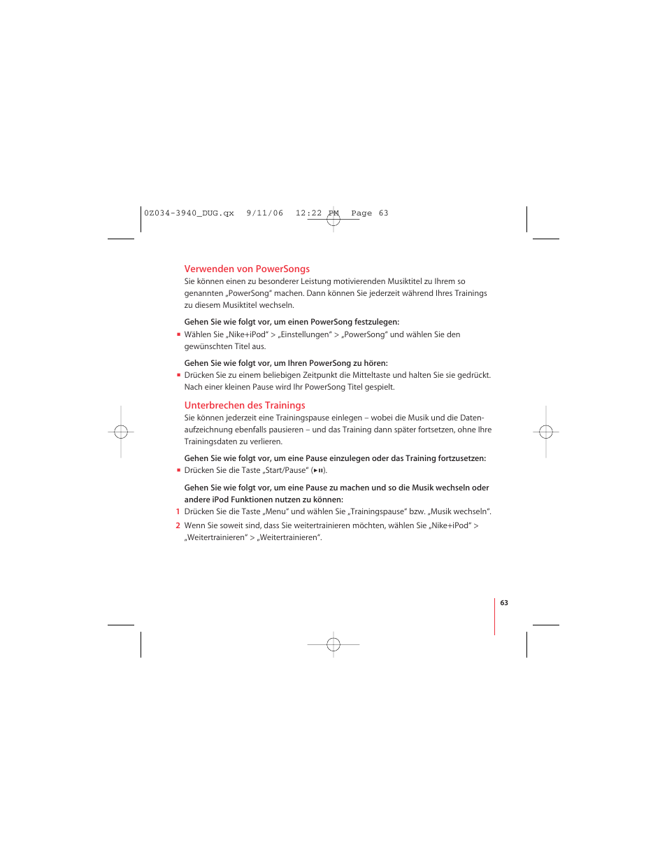 Apple Nike + iPod User Manual | Page 63 / 72