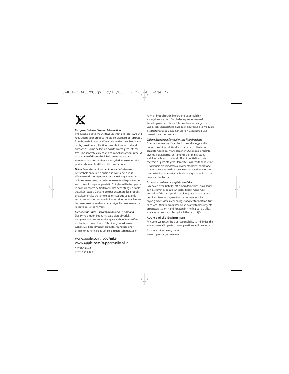 Apple Nike + iPod User Manual | Page 72 / 72