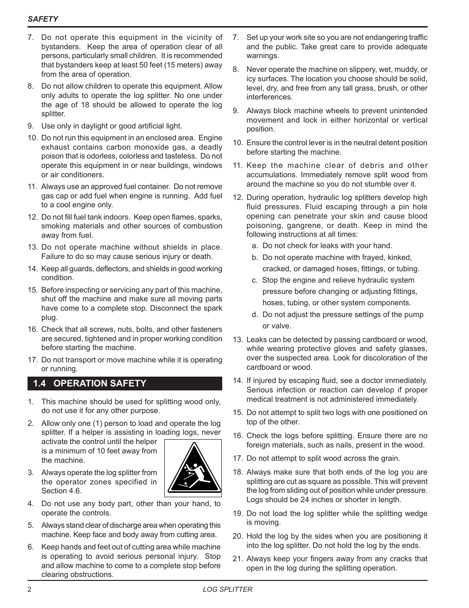 4 operation safety | Echo LS21160 Owners Manual v.5 User Manual | Page 6 / 22