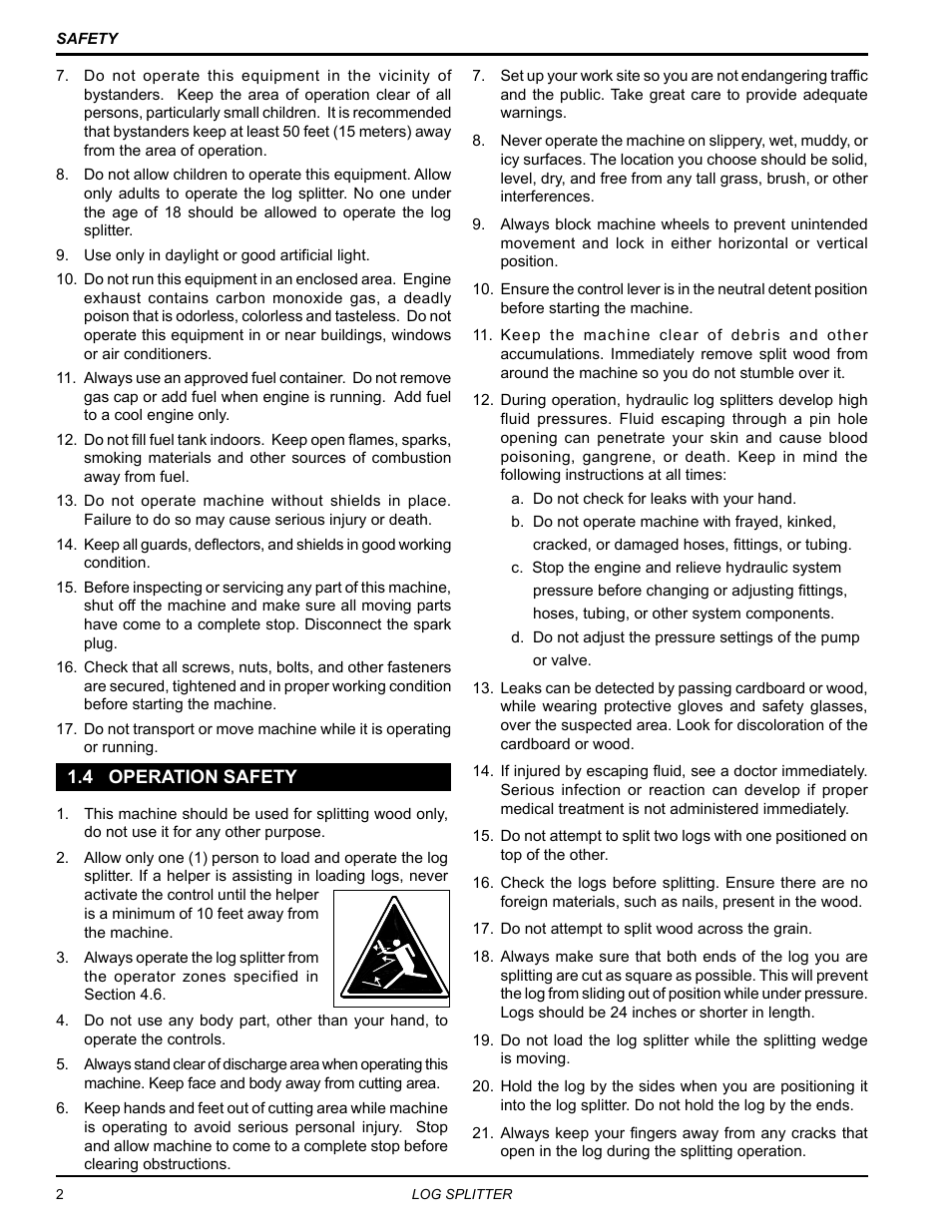 4 operation safety | Echo LS21160 Owners Manual v.4 User Manual | Page 6 / 22