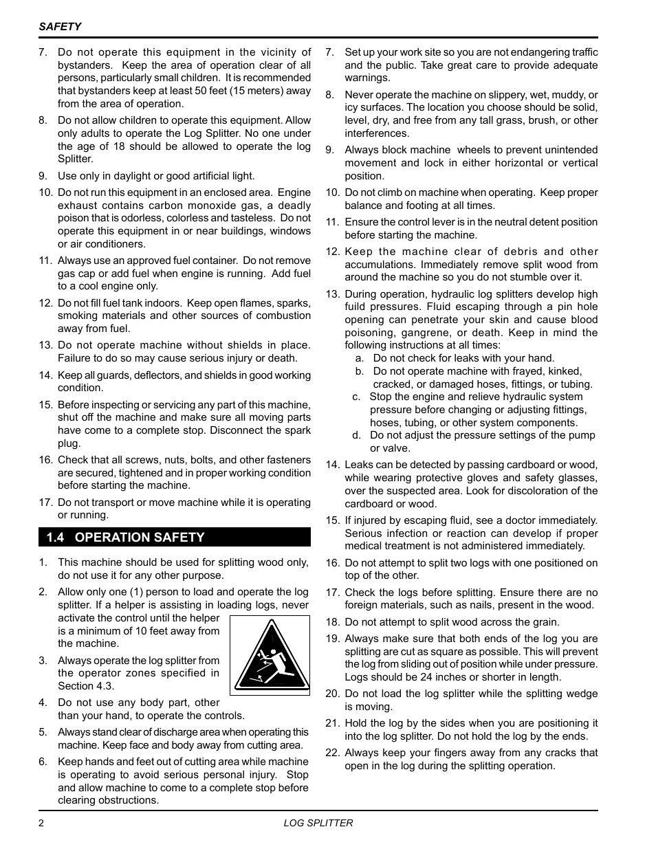 4 operation safety | Echo LS21160 Owners Manual v.1 User Manual | Page 6 / 24