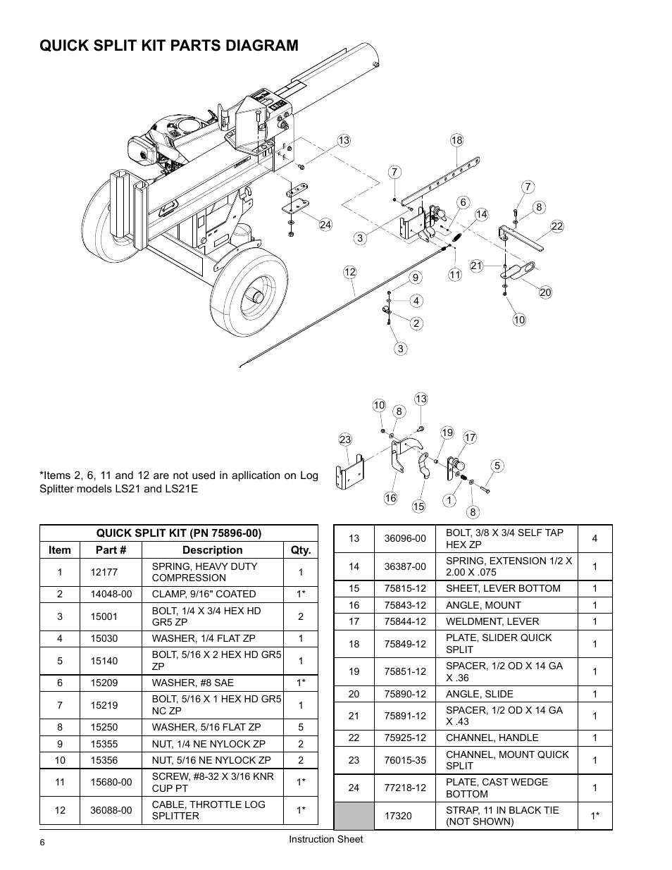 Quick split kit parts diagram | Echo LS21160 Instruction v.7 User Manual | Page 6 / 8