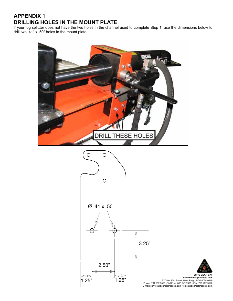 Appendix 1 drilling holes in the mount plate | Echo LS21160 Instruction v.7 User Manual | Page 8 / 8