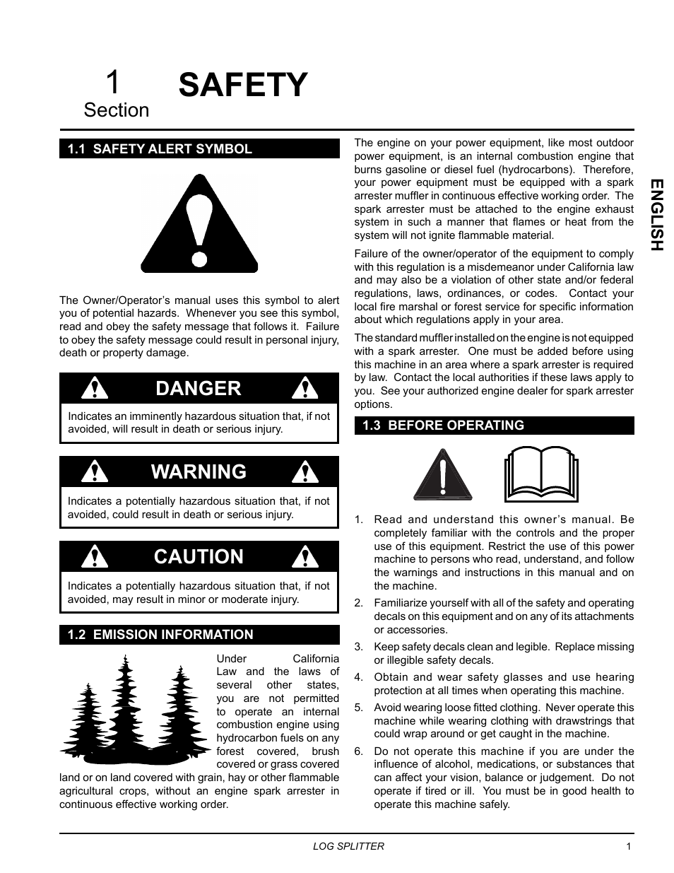 Safety, 1 safety alert symbol, 2 emission information | 3 before operating, Danger, Warning, Caution, English | Echo LS21 Owners Manual v.2 User Manual | Page 5 / 22