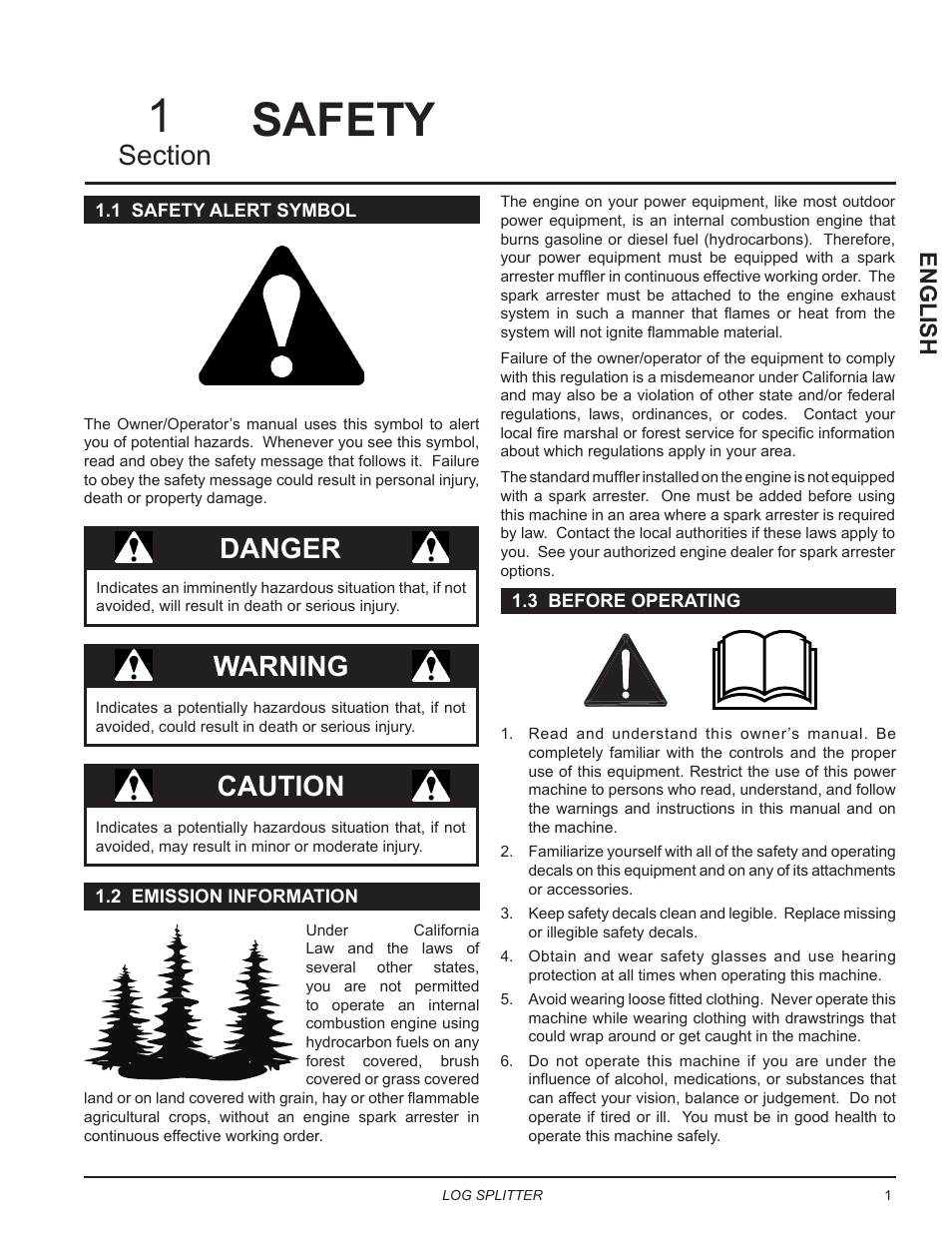 Safety, 1 safety alert symbol, 2 emission information | 3 before operating, Danger, Warning, Caution, English | Echo LS21 Owners Manual v.1 User Manual | Page 5 / 40